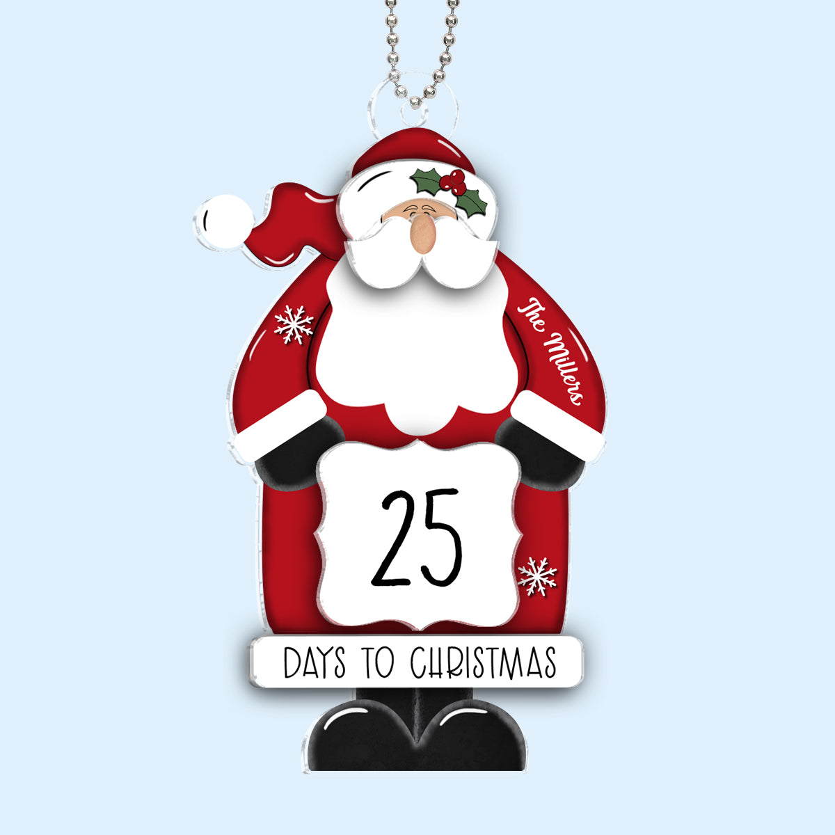 Santa Countdown Days To Christmas Personalized 2-Layer Acrylic Ornament