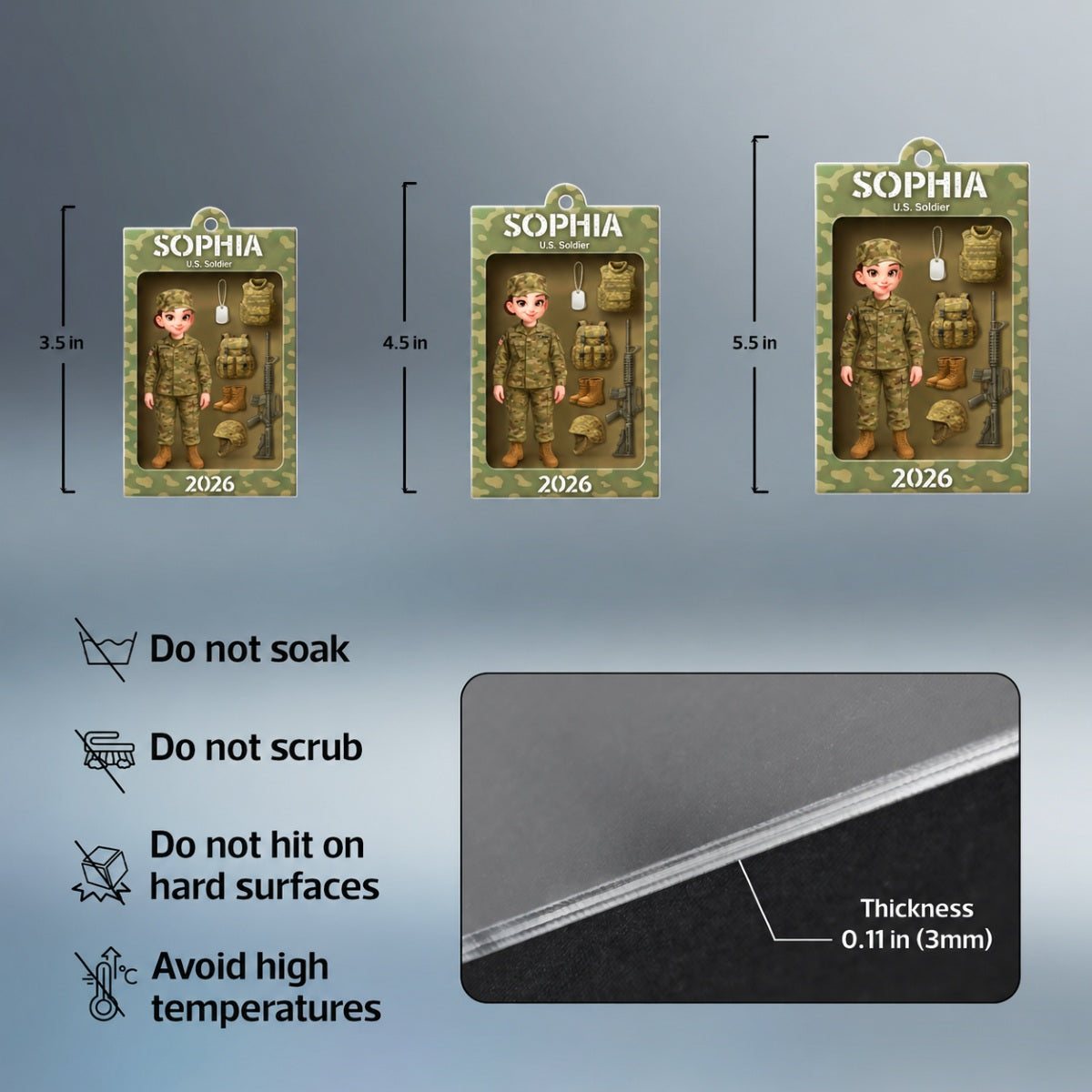 Military Action Figure - Personalized Acrylic Ornament - Special Gift For The Military