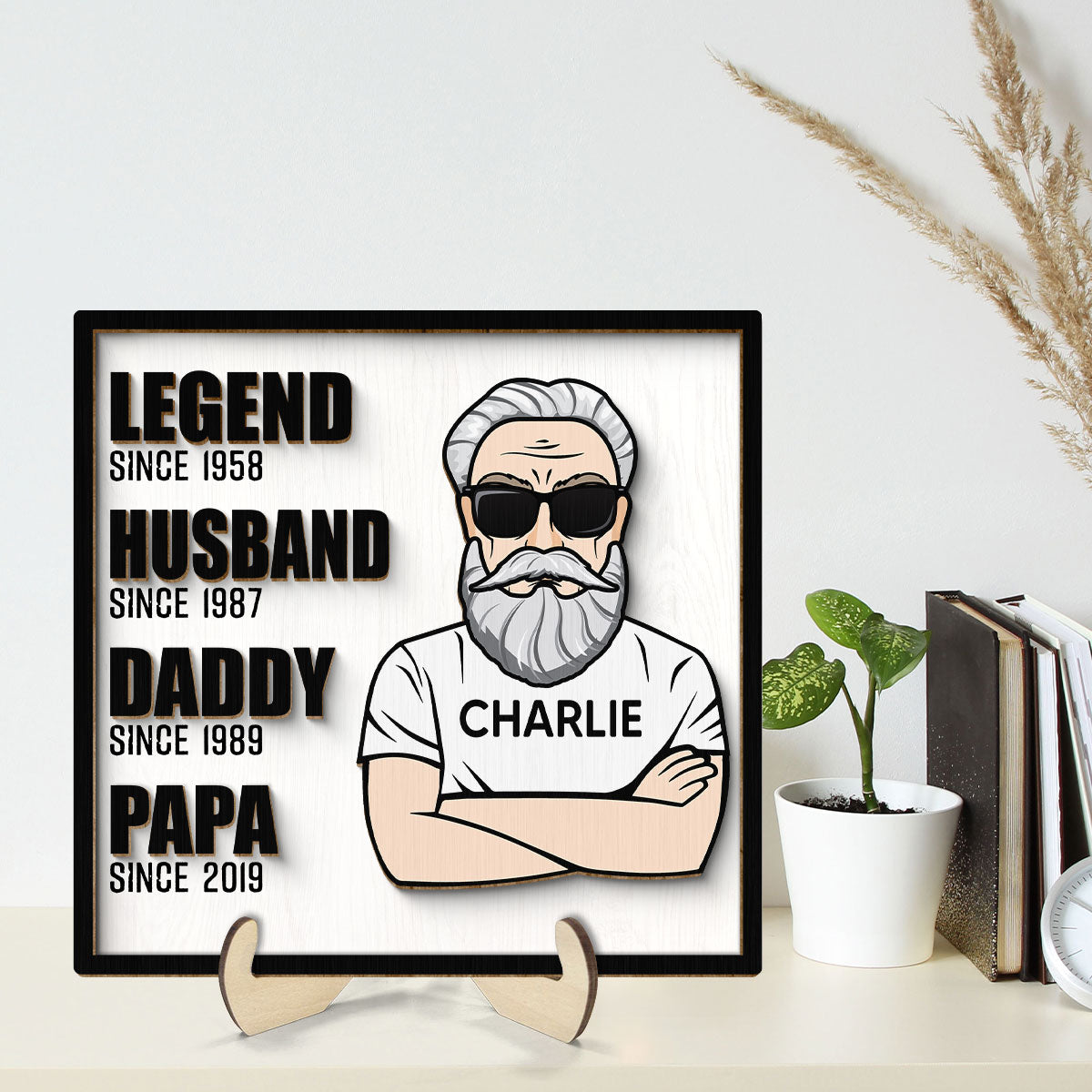 Legend Husband Dad Grandpa Personalized 2-Layer Wooden Plaque