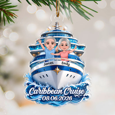 Couple Cruise Travel Adventure Custom Cruise Name - Personalized Acrylic Ornament - Cruise Ship Keepsake, Cruise Ship Vacation Gifts For Couple