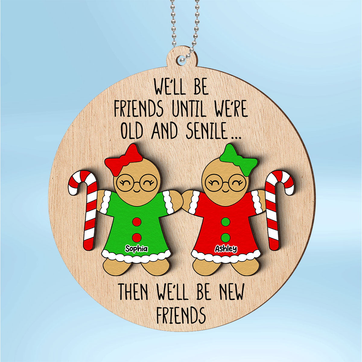 Funny Friend Personalized 2-Layer Wooden Ornament, Christmas Gift For Best Friends