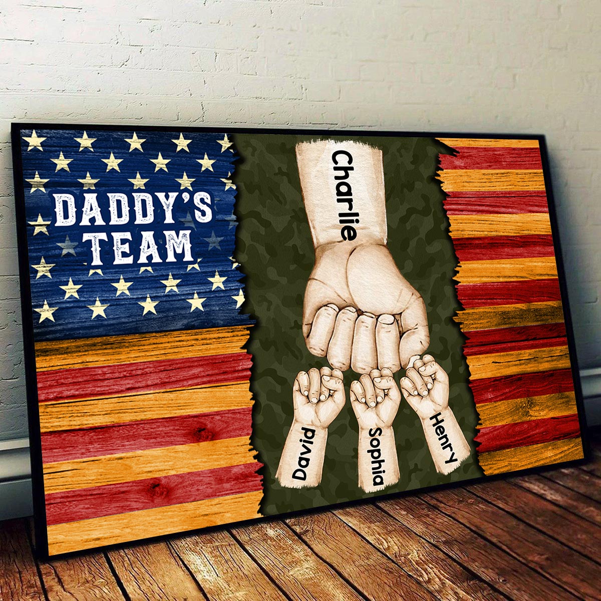 American Daddy‘s Team Fist Bump Personalized Horizontal Poster