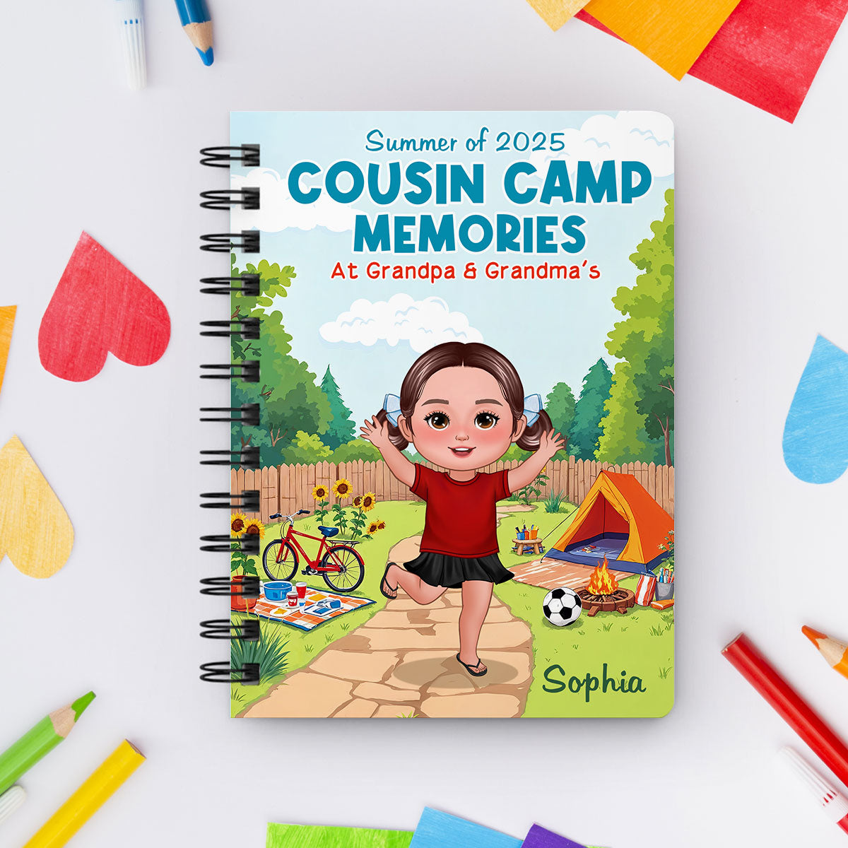 Cousin Camp Memories Personalized Spiral Notebook Journal, Gift For Kids