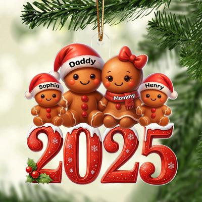 Family Gingergread 2025 Togetherness - Personalized Acrylic Ornament - Christmas Gift for Husband, Wife, Christmas Decor