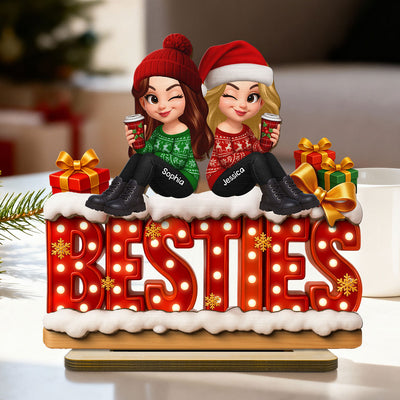 Christmas Besties Together Christmas - Personalized 2-Layered Wooden Plaque