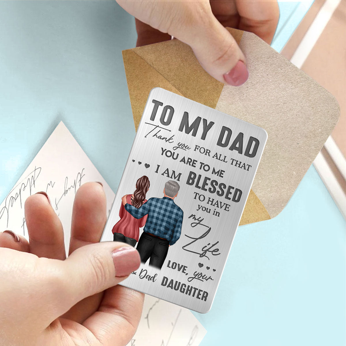 To My Dad From Daughter Son Personalized Metal Wallet Card