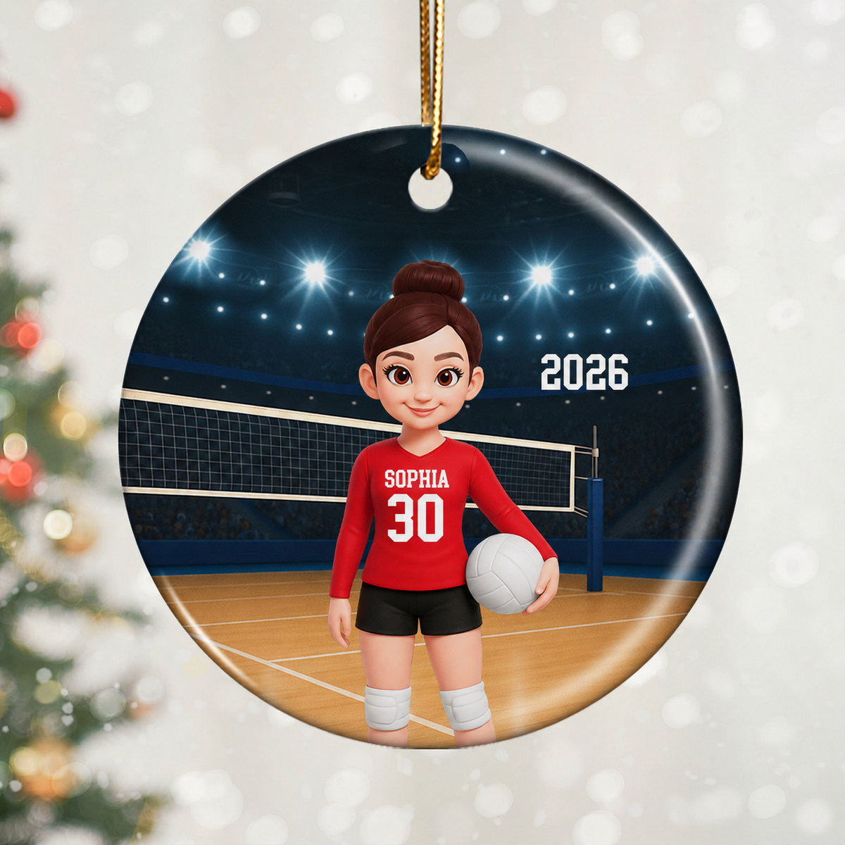 Volleyball Girl On Court - Personalized Ceramic Ornament - Christmas Gift For Teen Girl, Daughter, Granddaughter