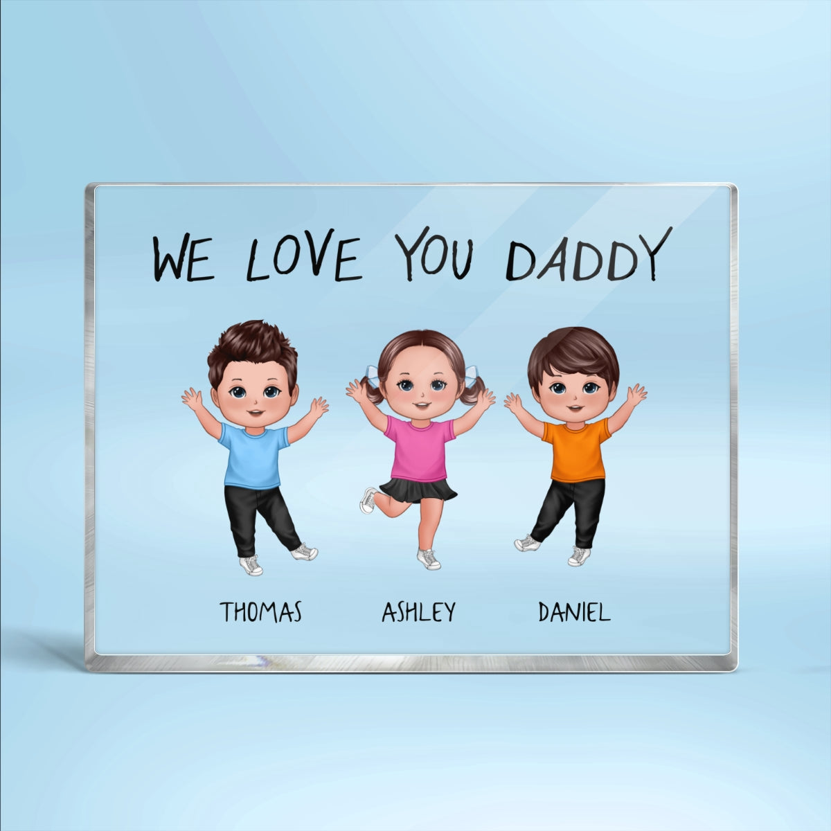 We Love You Daddy Grandpa Happy Doll Kids Father‘s Day Gift Personalized Horizontal Rectangle Acrylic Block Plaque