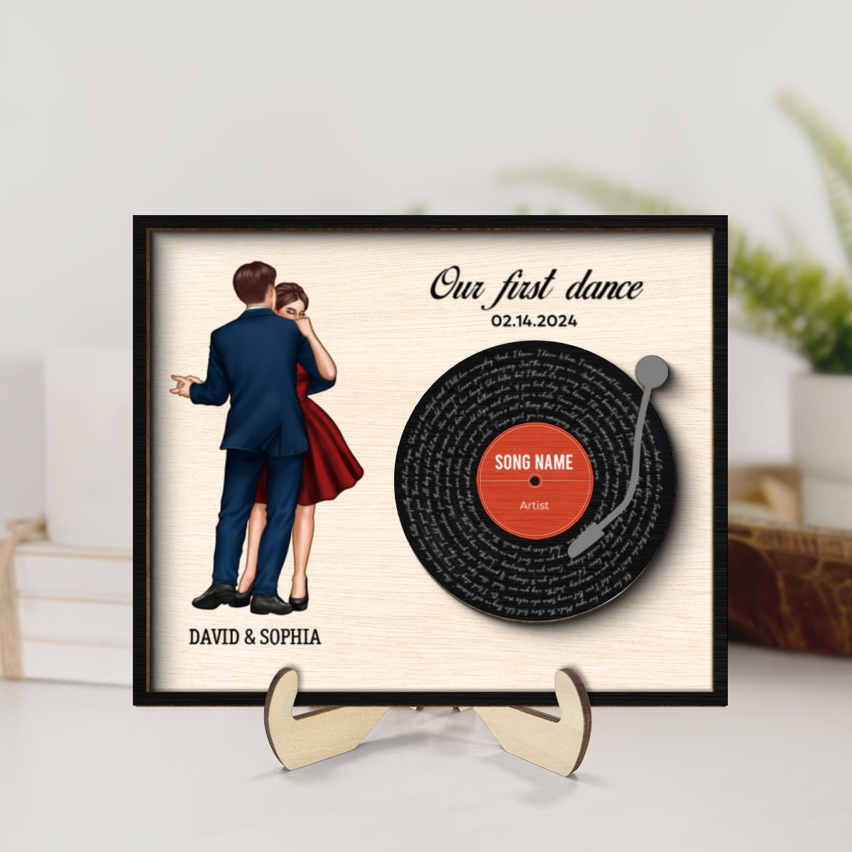 Couple Dancing Song Lyrics Personalized 2-Layered Wooden Plaque, Heartfelt Soul Connecting Personalized Gift For Couple, For Him, For Her