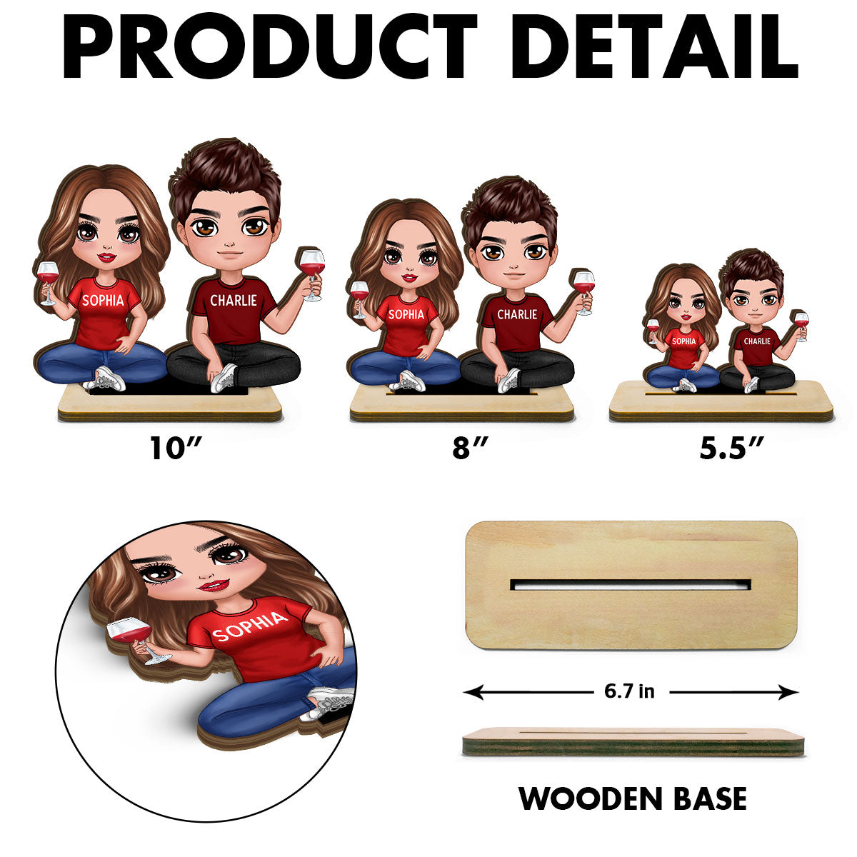 Doll Couple Sitting Home Decor Gift For Him Gift For Her Personalized Standing Wooden Plaque