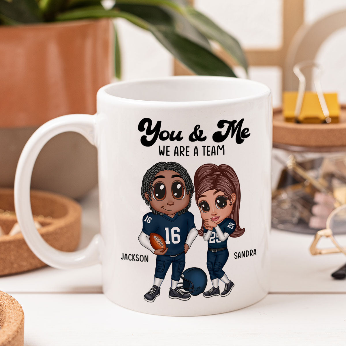 Personalized Y2K Football Couple Mug,  Gift for Couples