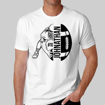Football Player Holding Ball On The Ground Football Season Matching Personalized Shirt