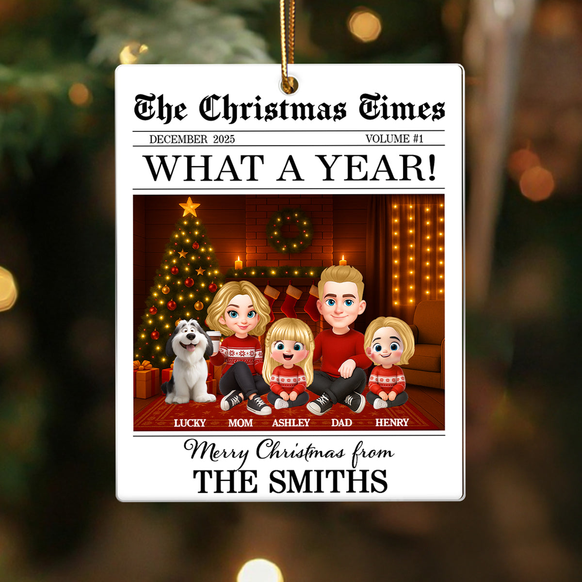 The Christmas Times Family Sitting - Personalized Acrylic Ornament