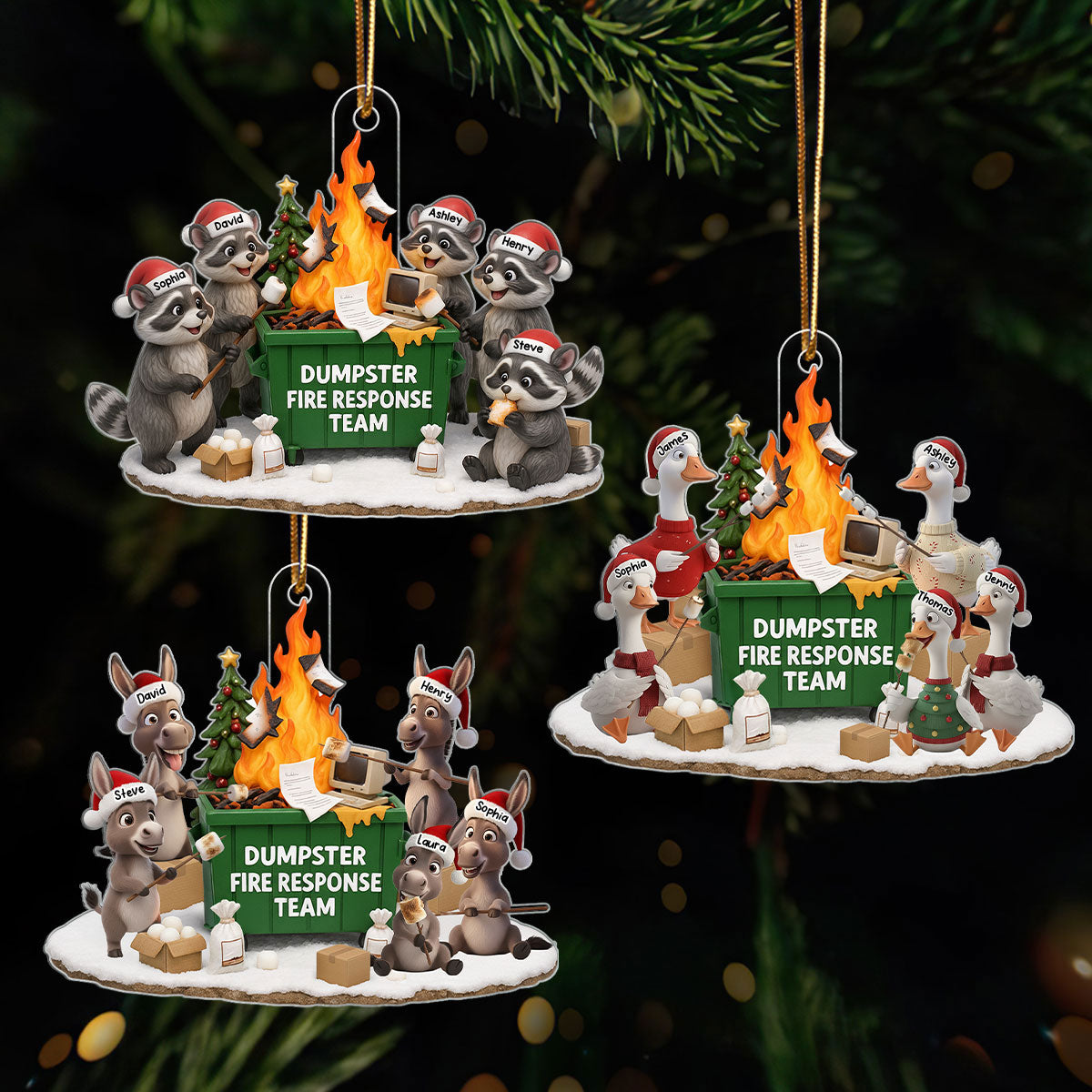 Dumpster on Fire Response Team - Personalized Acrylic Ornament - Funny Christmas Gift for Coworkers, Employees, Work Besties