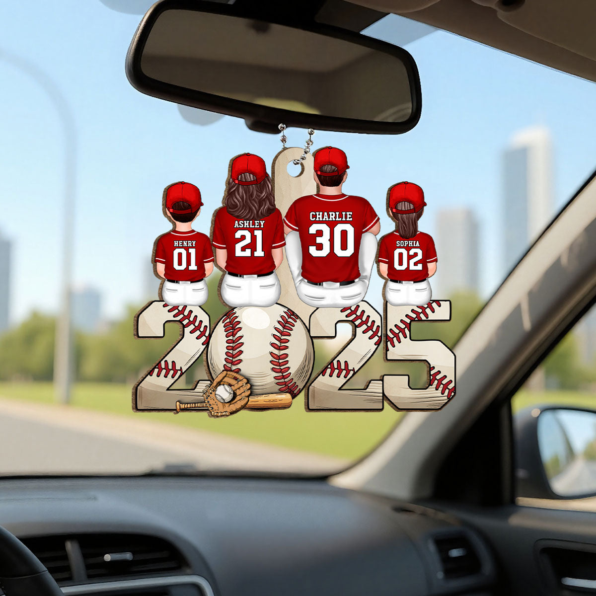 Christmas Baseball Family Personalized Wooden Ornament