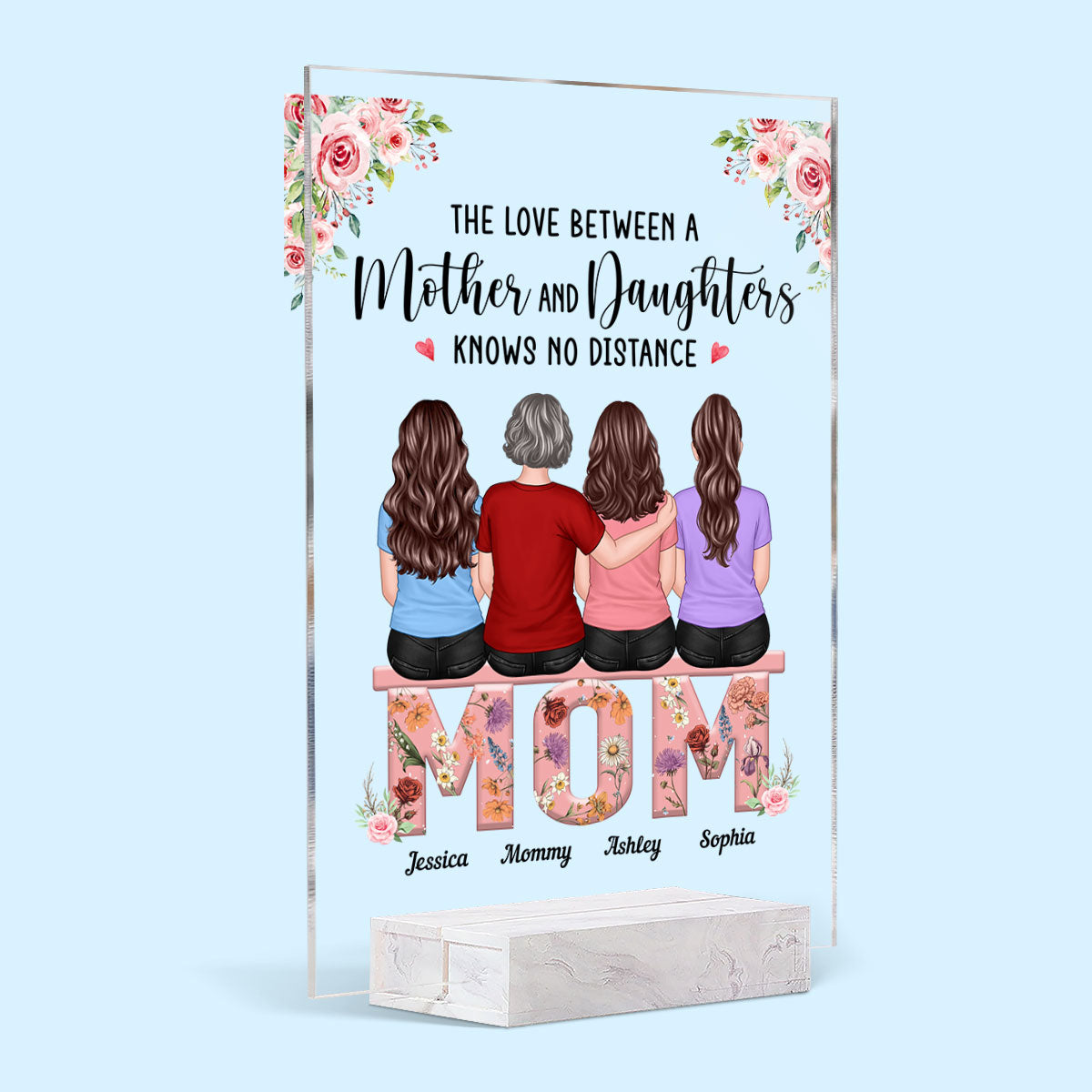 Mother Daughter Best Friends, Birth Month Flower Personalized Acrylic Plaque, Gift For Mom