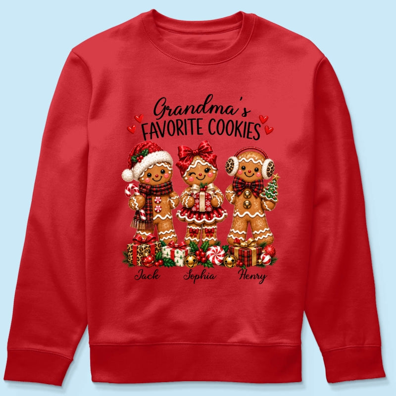 Grandma's Favorite Cookies Gingerbread - Personalized Shirt - Thoughtful Christmas Gift for Grandma