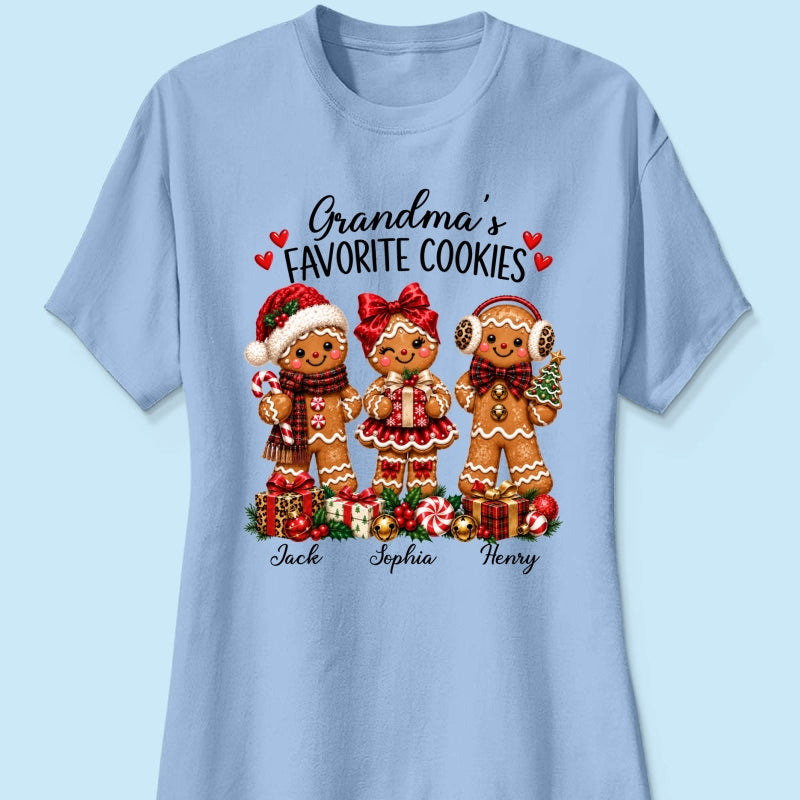 Grandma's Favorite Cookies Gingerbread - Personalized Shirt - Thoughtful Christmas Gift for Grandma