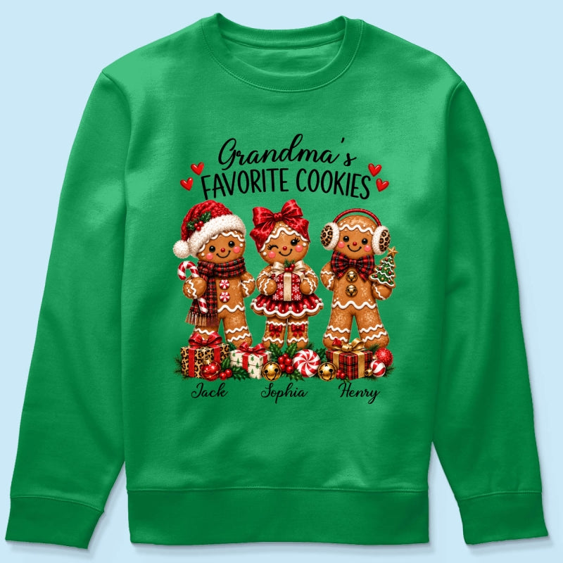 Grandma's Favorite Cookies Gingerbread - Personalized Shirt - Thoughtful Christmas Gift for Grandma