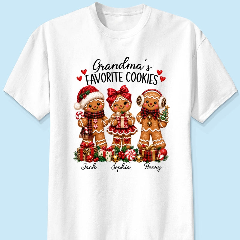 Grandma's Favorite Cookies Gingerbread - Personalized Shirt - Thoughtful Christmas Gift for Grandma
