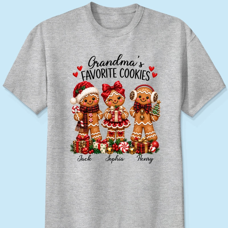 Grandma's Favorite Cookies Gingerbread - Personalized Shirt - Thoughtful Christmas Gift for Grandma