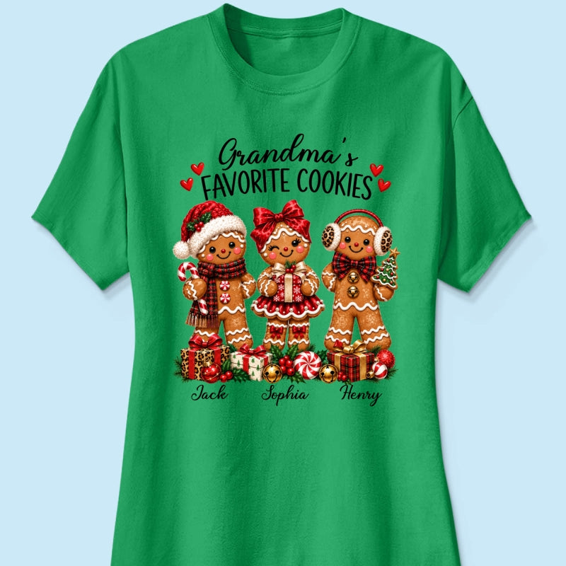 Grandma's Favorite Cookies Gingerbread - Personalized Shirt - Thoughtful Christmas Gift for Grandma