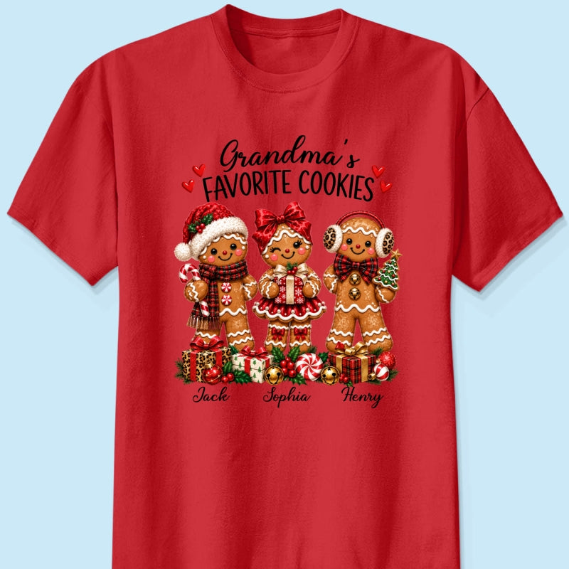 Grandma's Favorite Cookies Gingerbread - Personalized Shirt - Thoughtful Christmas Gift for Grandma
