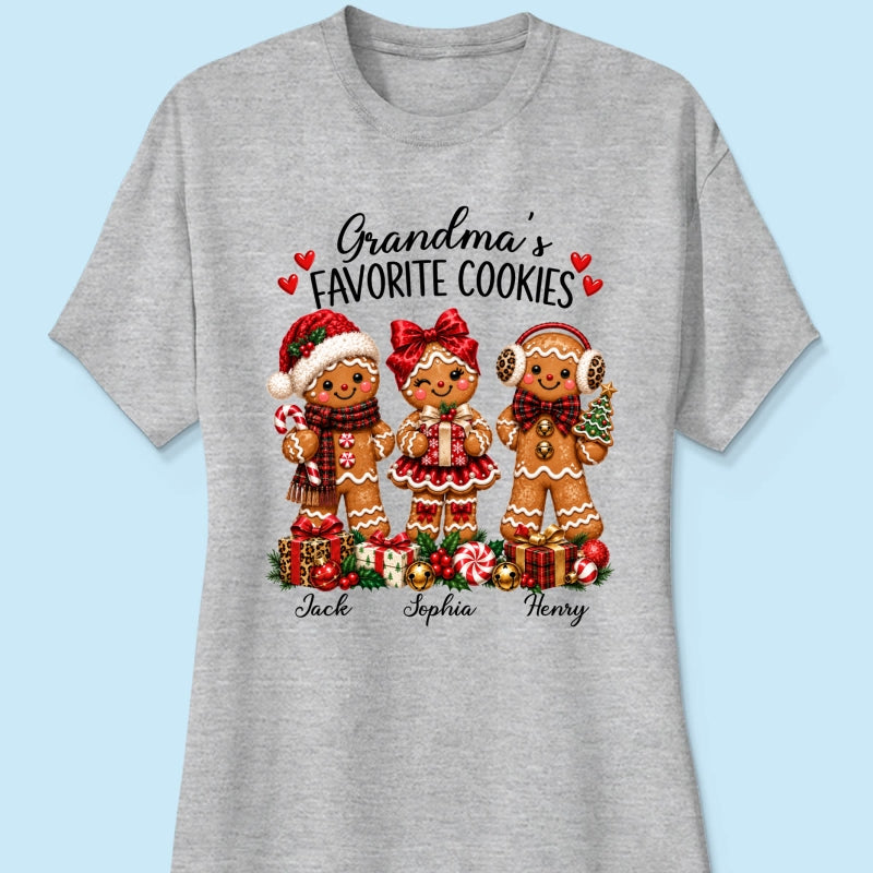 Grandma's Favorite Cookies Gingerbread - Personalized Shirt - Thoughtful Christmas Gift for Grandma