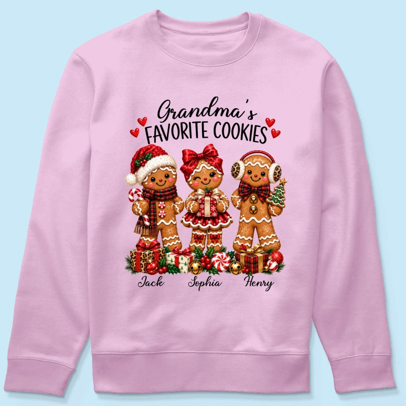 Grandma's Favorite Cookies Gingerbread - Personalized Shirt - Thoughtful Christmas Gift for Grandma