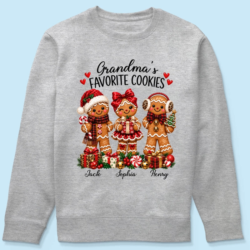 Grandma's Favorite Cookies Gingerbread - Personalized Shirt - Thoughtful Christmas Gift for Grandma