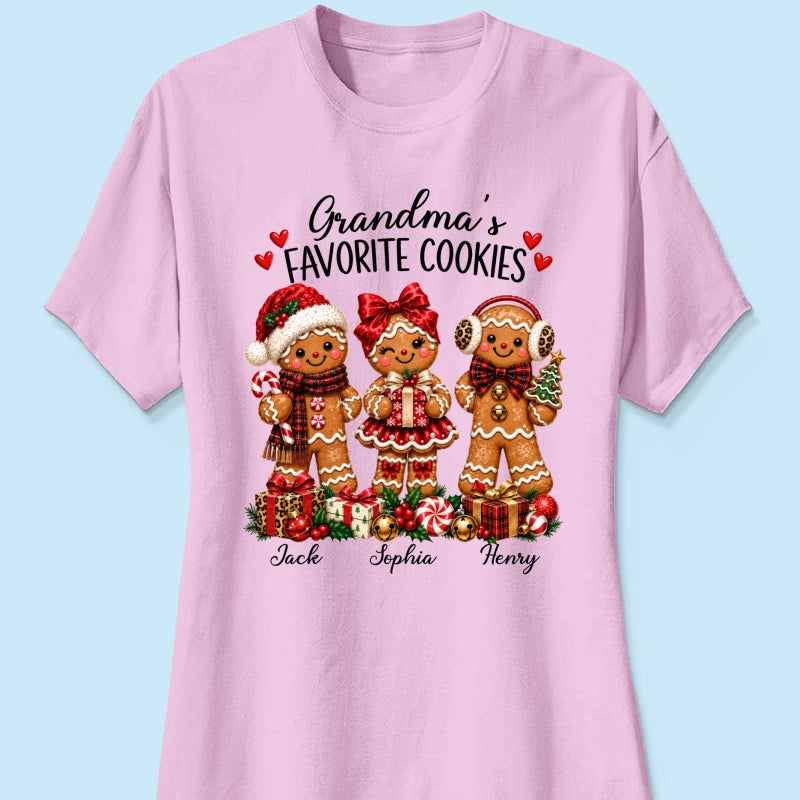 Grandma's Favorite Cookies Gingerbread - Personalized Shirt - Thoughtful Christmas Gift for Grandma