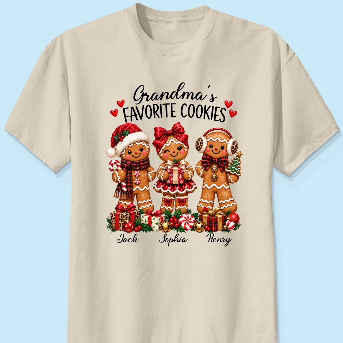Grandma's Favorite Cookies Gingerbread - Personalized Shirt - Thoughtful Christmas Gift for Grandma