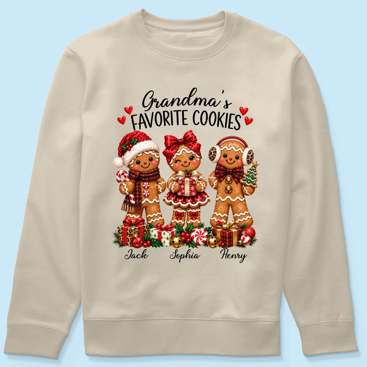 Grandma's Favorite Cookies Gingerbread - Personalized Shirt - Thoughtful Christmas Gift for Grandma