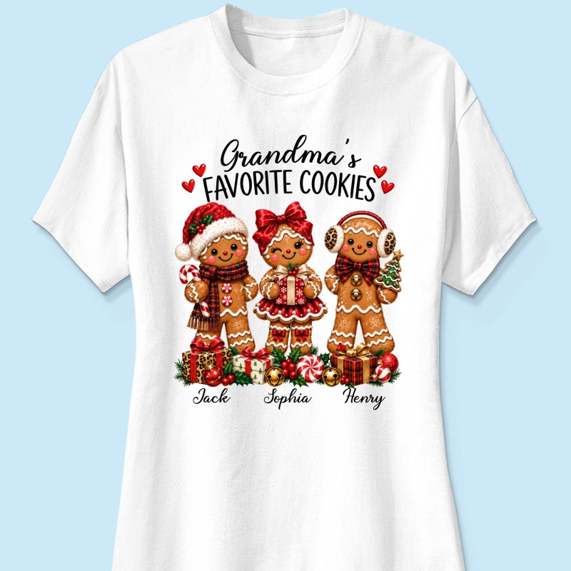 Grandma's Favorite Cookies Gingerbread - Personalized Shirt - Thoughtful Christmas Gift for Grandma
