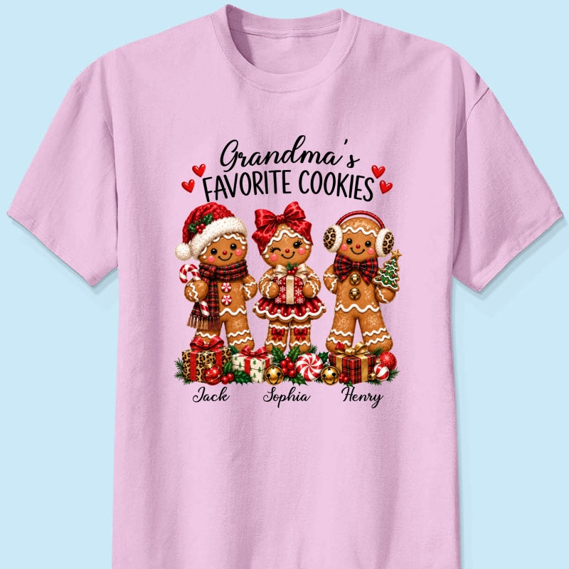 Grandma's Favorite Cookies Gingerbread - Personalized Shirt - Thoughtful Christmas Gift for Grandma