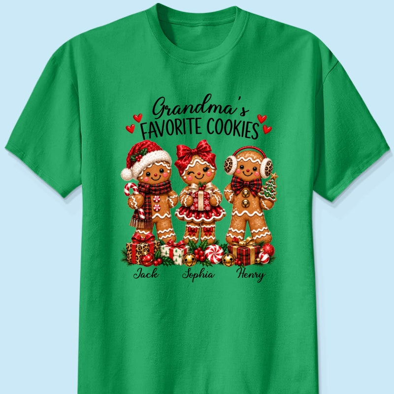 Grandma's Favorite Cookies Gingerbread - Personalized Shirt - Thoughtful Christmas Gift for Grandma