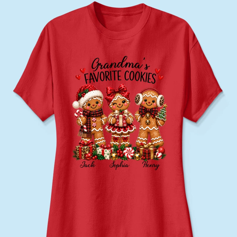 Grandma's Favorite Cookies Gingerbread - Personalized Shirt - Thoughtful Christmas Gift for Grandma