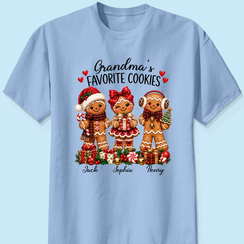 Grandma's Favorite Cookies Gingerbread - Personalized Shirt - Thoughtful Christmas Gift for Grandma