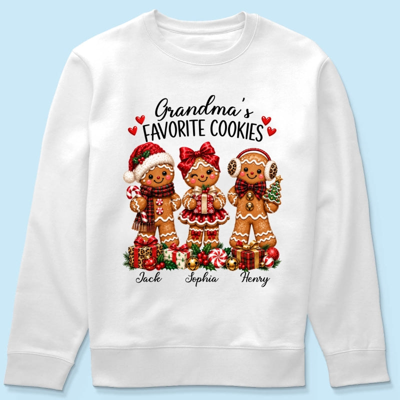 Grandma's Favorite Cookies Gingerbread - Personalized Shirt - Thoughtful Christmas Gift for Grandma