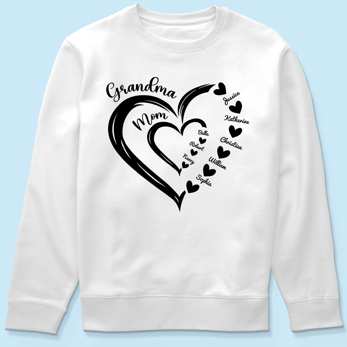 Grandma Mom Heart In Heart Personalized Shirt, Gift For Mom