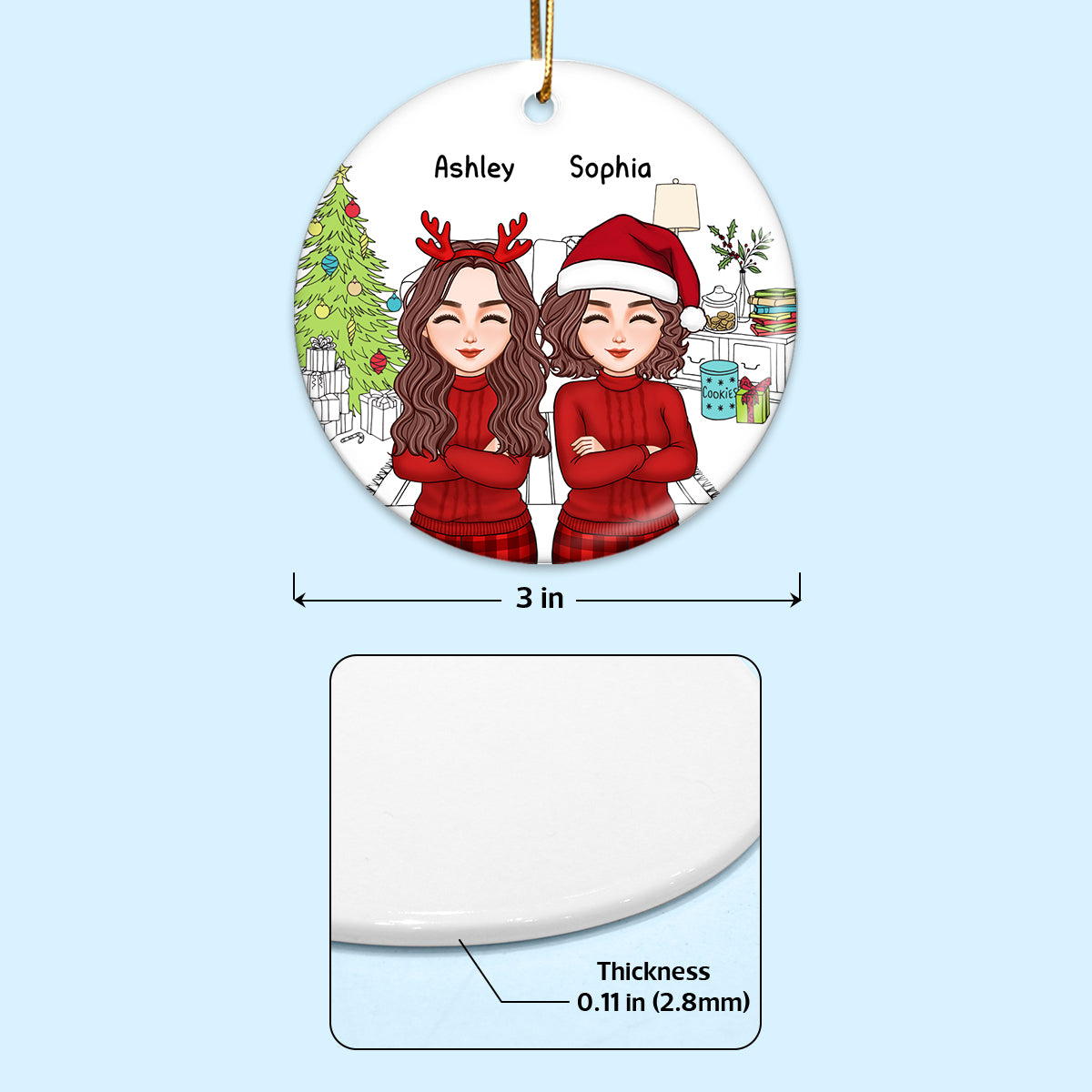 Cool Besties Friendship Like Pissing Your Pants Funny Christmas Gift For Friends Personalized Double Sided Circle Ornament