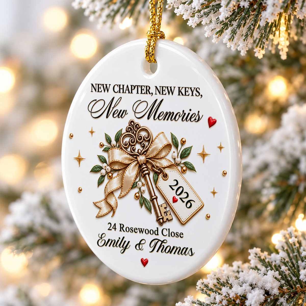 Trending New Home - Personalized Ceramic Ornament - New House Congratulations, Christmas Keepsake For Friends, Family