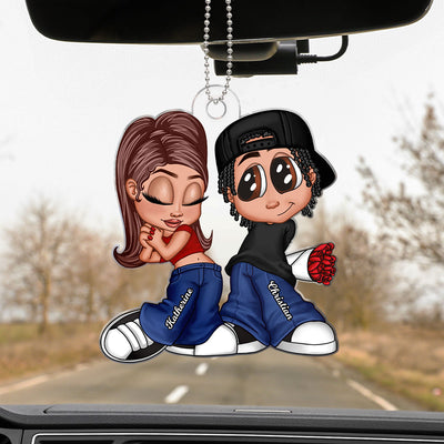 Y2K Couple Personalized Acrylic Car Hanger, Unique Valentine's Day Gift For Him, Gift For Her