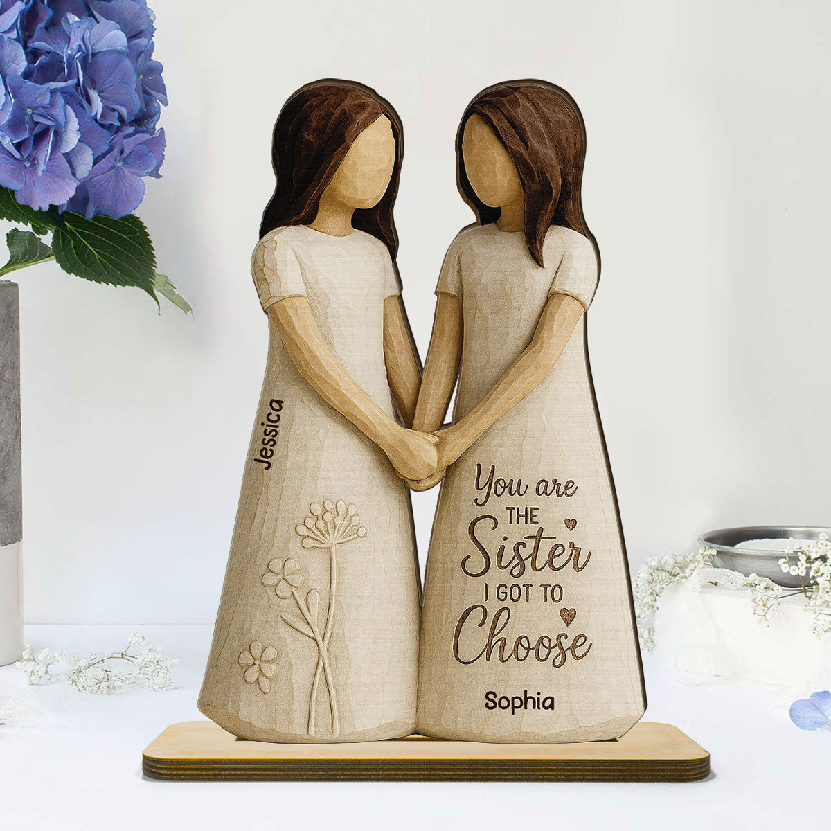 You Are The Sister I Got To Choose 3D Effect - Personalized 2-Layered Wooden Plaque - Gift for Besties, Best Friends