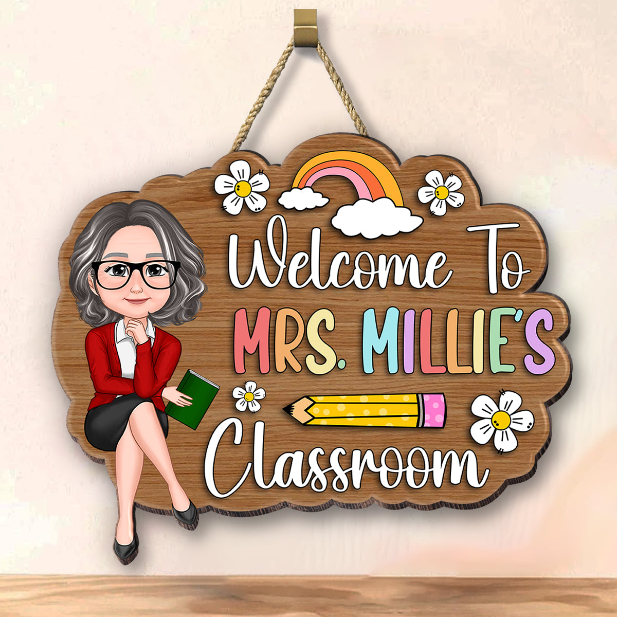 Personalized 3D Effect Teacher Door Sign, Welcome to Teacher's Classroom, Back to School Gift, Classroom Decoration