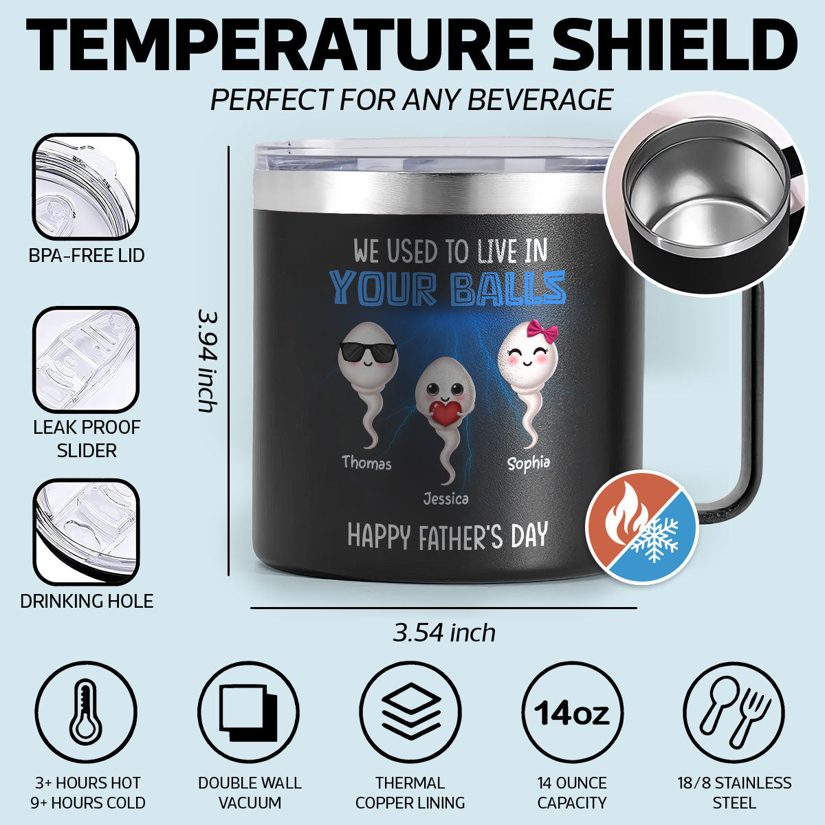 We Used To Lived In Your Balls Cute Little Kids Personalized Stainless Steel Tumbler With Handle