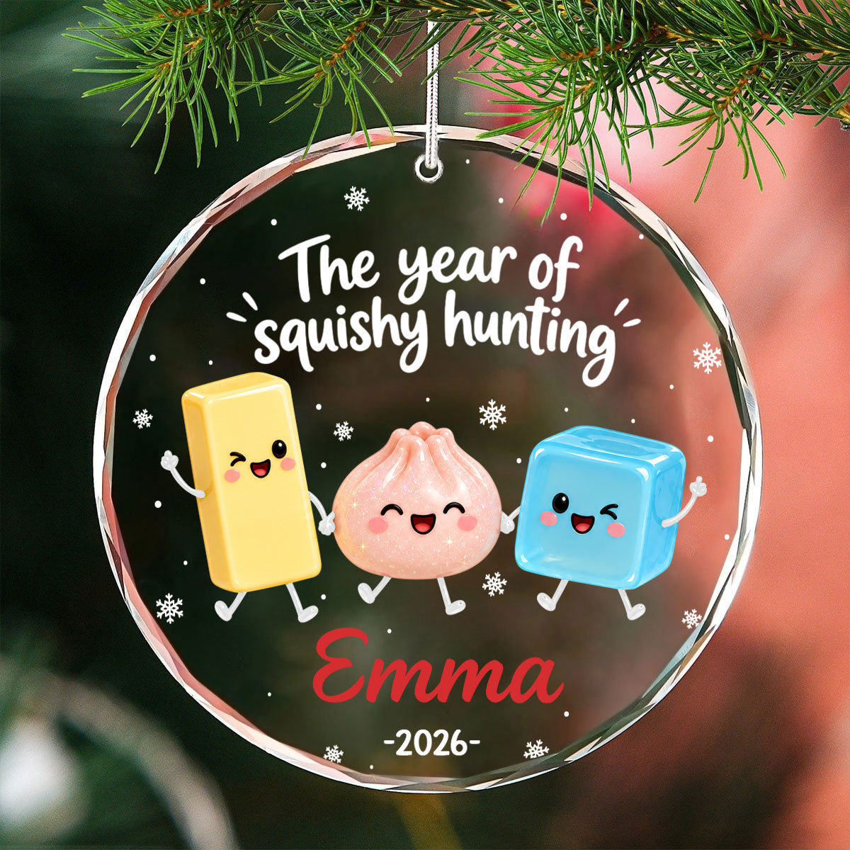 The Year Of Squishies 2D Flat - Personalized Glass Ornament - Christmas Gift For Squishy Lovers, Gift for Kids, 2026 Keepsake