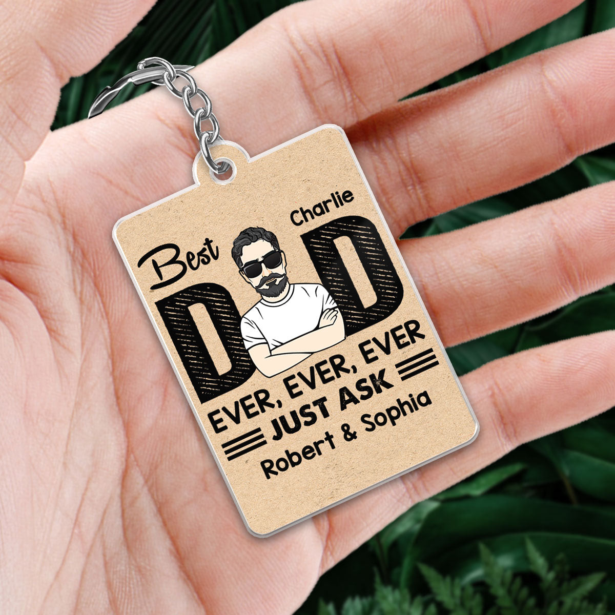 Best Dad Ever Just Ask Kids Favorite Song Scannable QR Code Personalized Acrylic Keychain