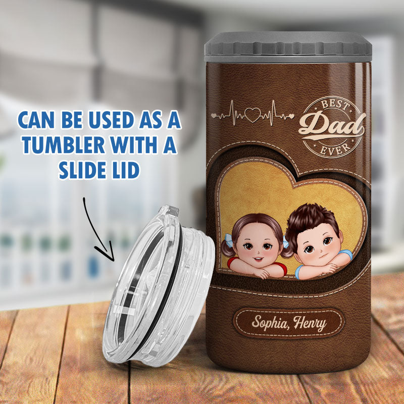 Best Dad Ever Cute Kids Personalized Can Cooler, Gift For Dad, Grandpa, Husband