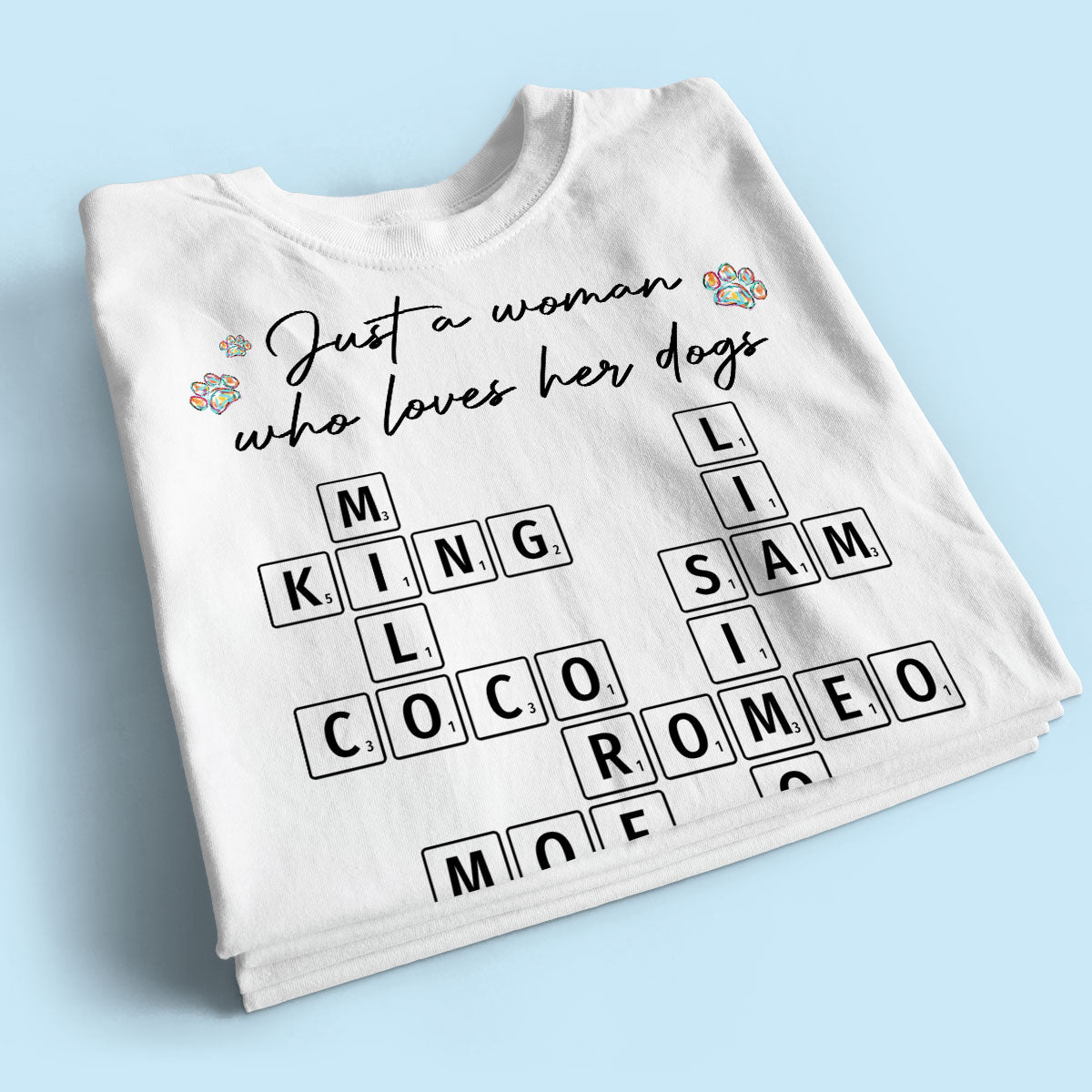 Just A Woman Who Loves Dogs Cats Crossword Puzzle Art Personalized Shirt